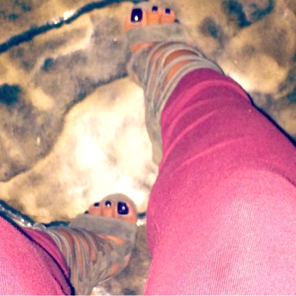 Lace up olive heels